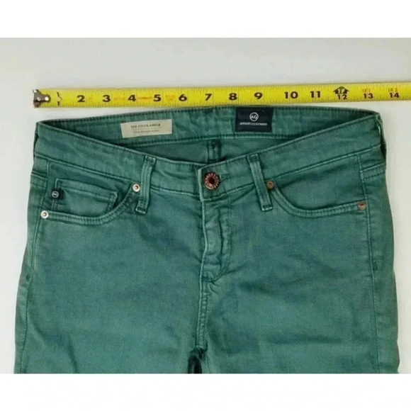 AG Adriano Goldschmied 25X28 Women's Green The Stevie Ankle Slim Straight Jeans - Picture 2 of 11